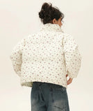 Floral Stand-Up Collar Thickened Puffer Jacket