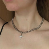 Vintage Punk Star Pendant Metal Necklace