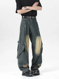 Effortless Streetwear Oversize Blue Gothic Cargo Jeans
