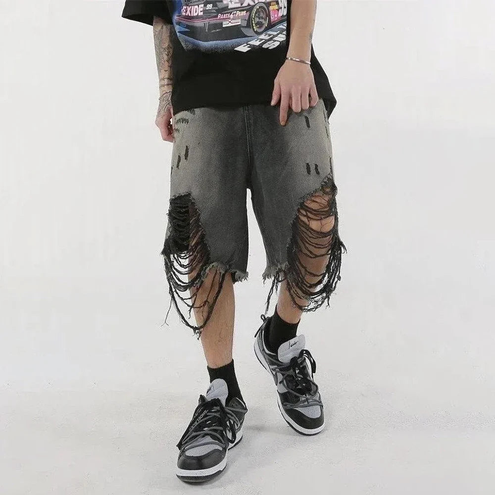 Featherlight Ripped Washed Retro Denim Jorts