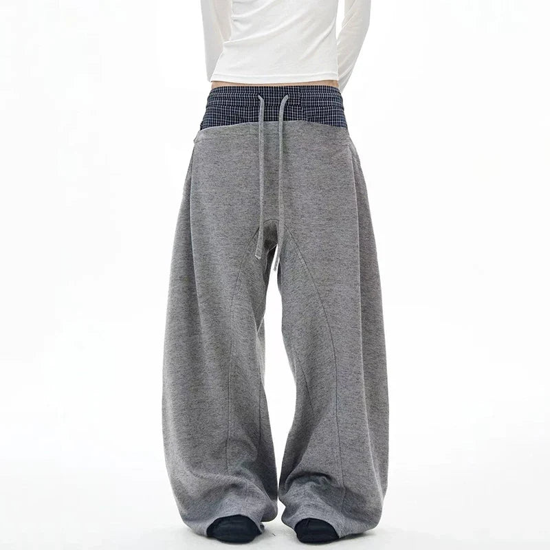 Colorful Patchwork Drawstring Elastic Waist Sweatpants