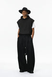 Heavyweight Casual Rolled Edge Sleeveles Hoodie