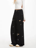 Cool Vintage American Puppy Embroidered Wide Jeans
