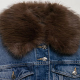 Elevated Retro Faux Fur Collar Denim Jacket