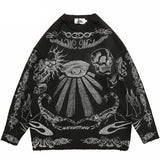 Effortless Rose Eye Scorpion Print Knitted Sweater