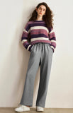 Women Chic O-Neck Striped Knit Sweater