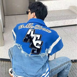 Y2K Patchwork Retro Baseball Denim Varsity Jacket