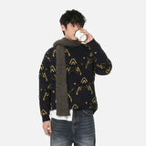 Contrast Patchwork Pentagram Knit Sweater