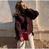 Versatile Retro Lace-Up Zipper jacket