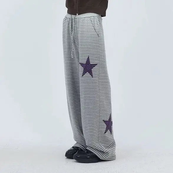 Wide Leg Star Print Japanese Style Sweatpants