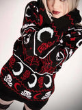 Spooky Moon Skull Pattern Sweater