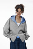 Plaid Unisex Couple Boxy Hooded Sweatshirt