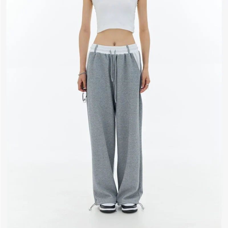 High Waist Patchwork Wide Leg Pants