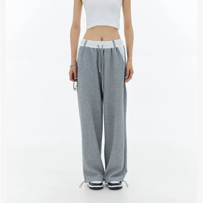High Waist Patchwork Wide Leg Pants