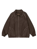 Retro Oversized Distressed Faux Leather Jacket
