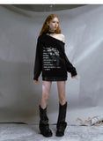 Vintage Grunge Aesthetics Off Shoulder Sweater