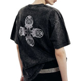 Retro Patterned Short-Sleeved Cotton T-Shirt