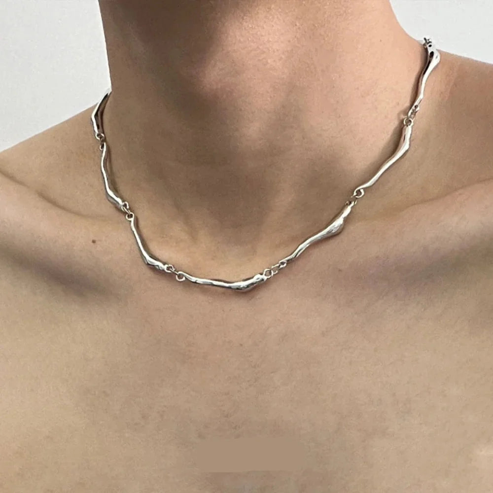 Men Luxury Irregular Titanium Steel Choker Necklace