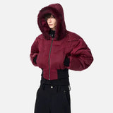 Versatile Thickened Elastic Waist Hooded Puffer Jacket