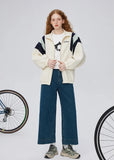 Warm Color Block Stand Collar Windbreaker Jacket