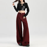 Retro Loose Red Emo High Waist Denim Jeans