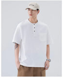Versatile Heavyweight Henley Neck T-Shirt