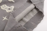 Ripped Knitted Letters Sweater