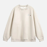 Retro Style Embroidered Faux Suede Sweatshirt