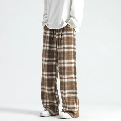 Autumn Fashionable Plaid Wide Leg Sweatpants