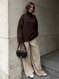 Flattering Oversized High Collar Knitted Sweater