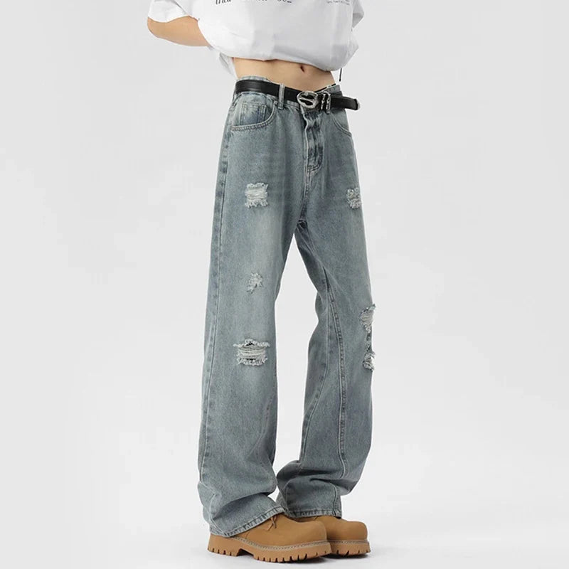 Oversized Energy  Broken Hole Slim Jeans