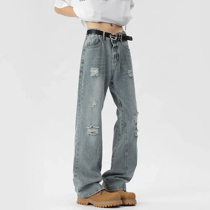 Oversized Energy  Broken Hole Slim Jeans