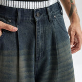 American Streetwear Two Tone Washed Denim Jorts