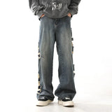 Vintage Distressed Cutting Wide Leg Denim Jeans