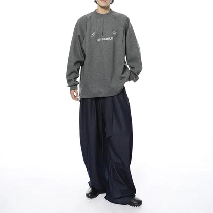 Retro Embroidery Pullover Casual Sweatshirt