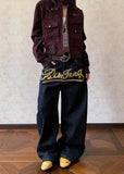 Y2K Korean Style Letter Print Denim Jeans