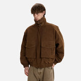 Elegant Solid Color Stand Neck Parka Fur Jacket