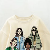 Breathable Loose Retro Round Neck Printed Sweatshirt