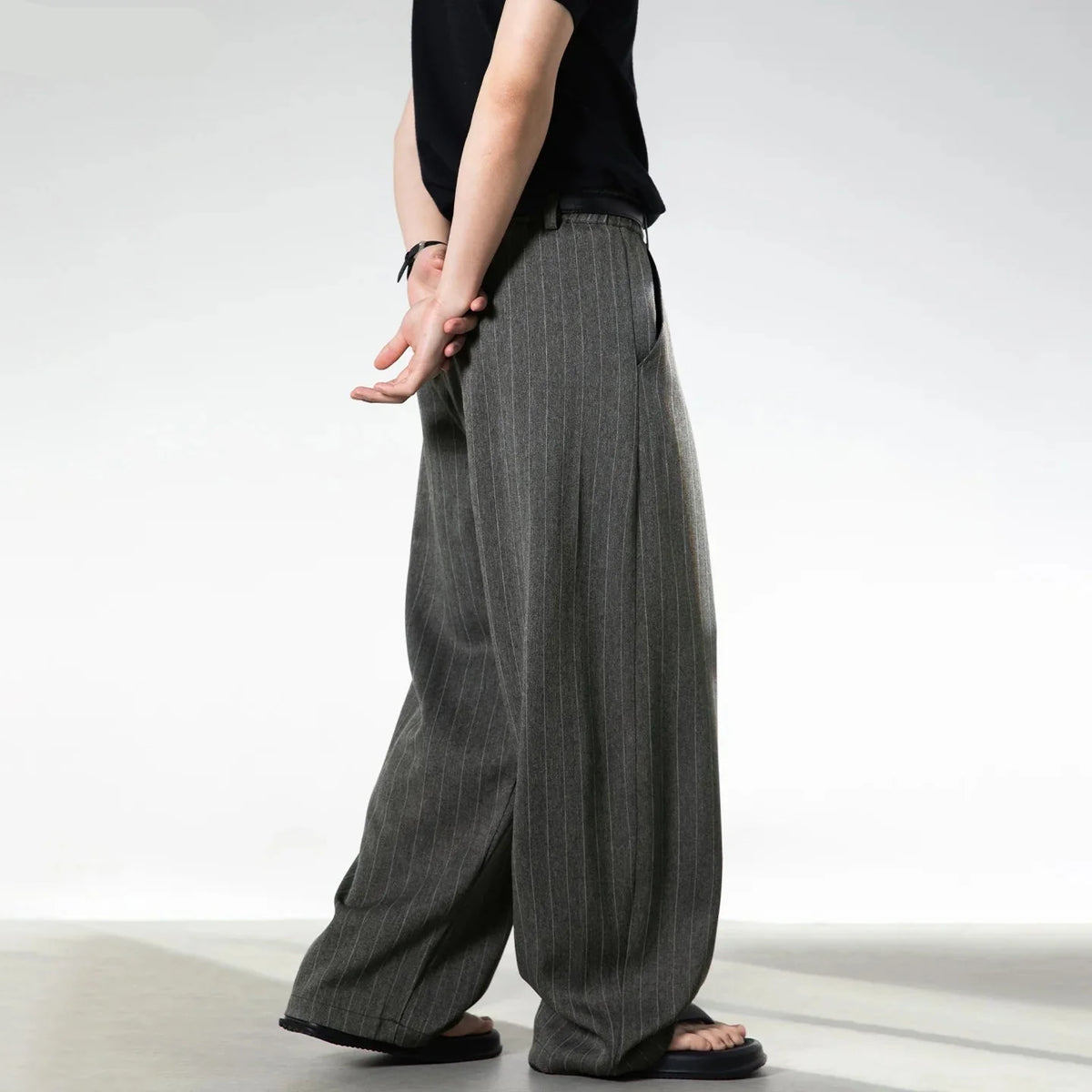 Old Money Style Stripe Wide Leg Suit Pants