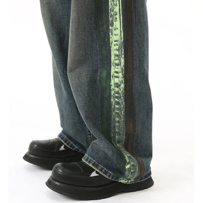 Retro Streetwear Striped Baggy Hip Hop Jeans