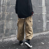 Solid Baggy Wide-Leg Cargo Pants