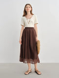 Embroidered Lace Contrast Color Short T-Shirt