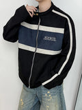 Vintage Contrast Motorcycle Suede Bomber Jacket