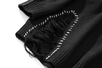 Ripped White Stitches Sweater