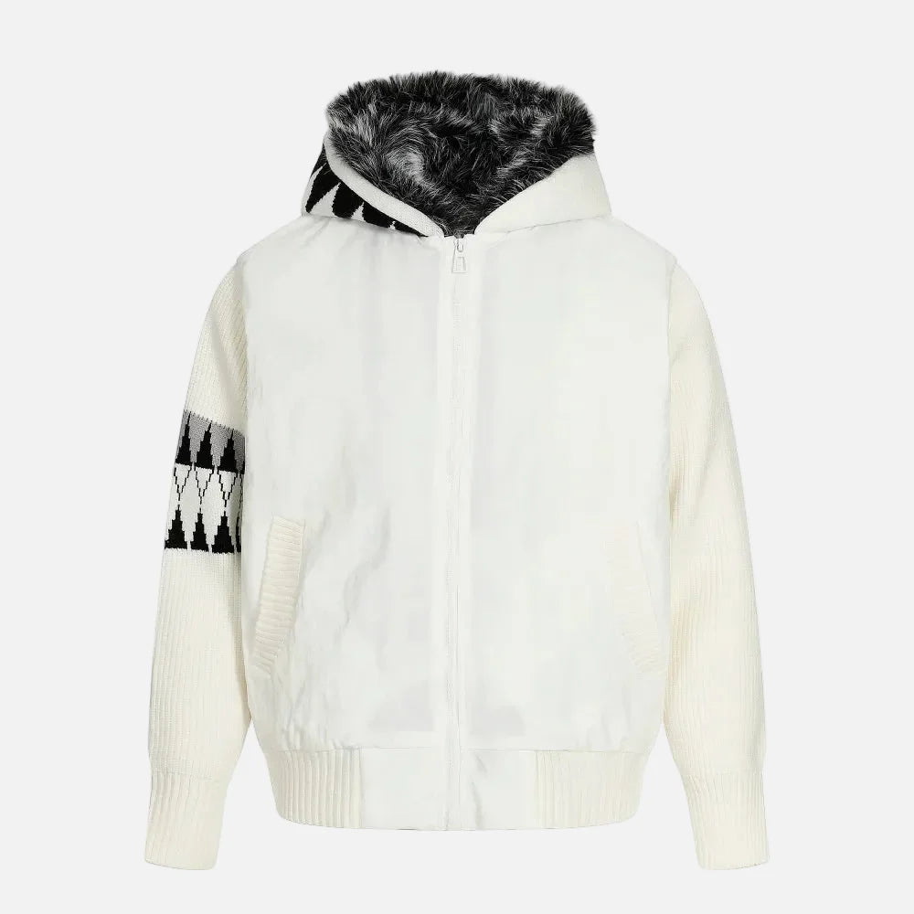 Versatile High Street Quilted Hooded Fur Jacket