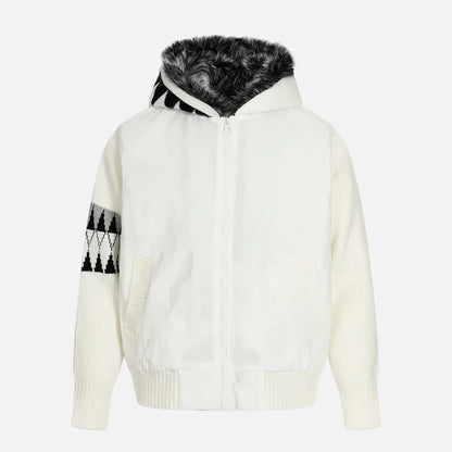 Versatile High Street Quilted Hooded Fur Jacket