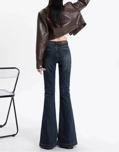 Women Retro High Waisted Flared Jeans