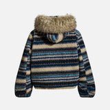 Chic Fair Isle Sherpa Faux Fur Hooded Jacket