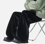 Glossy Flannel Loose Wide Leg Sweatpants
