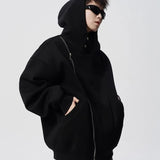 Irregular Design Double Zipper Hooded Sweatshirt